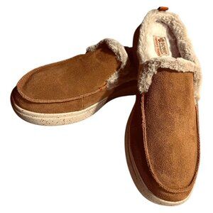Skechers Bob Womens Faux Fur Memory Foam Slippers Tan Casual Indoor Outdoor 9.5
